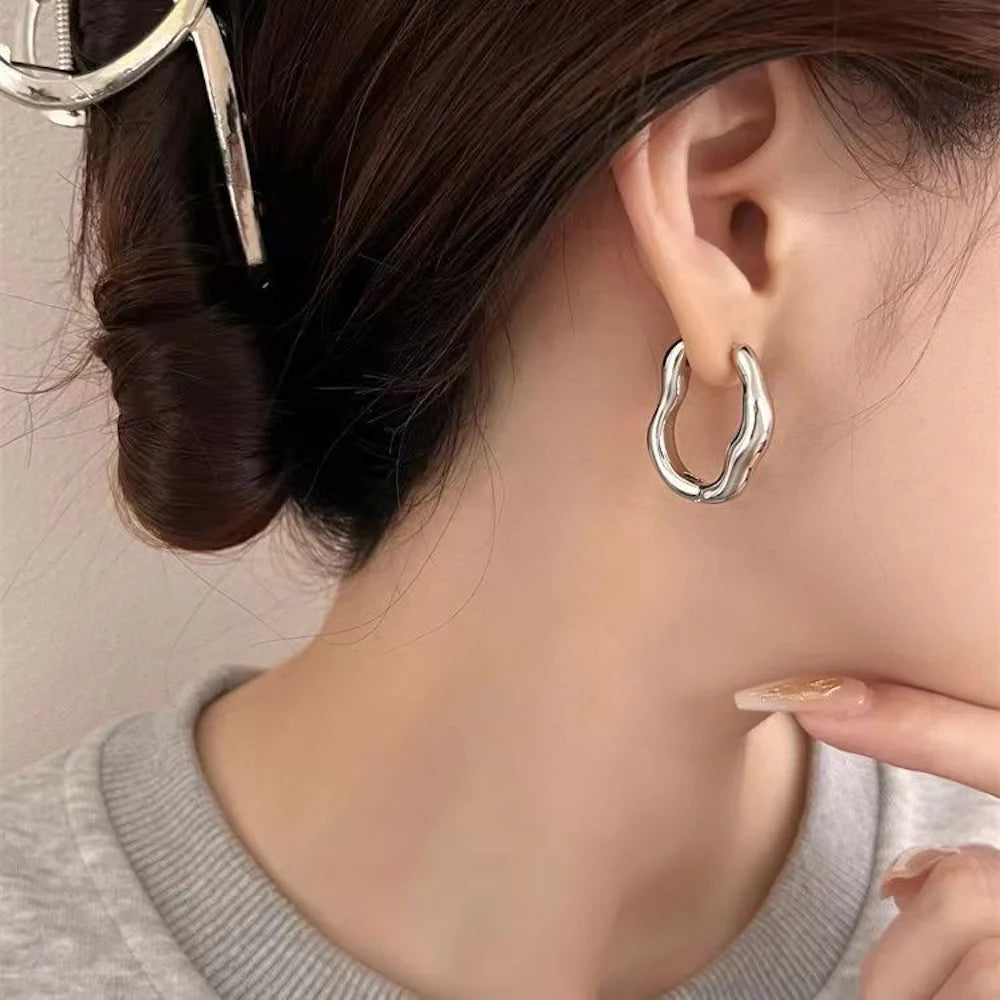 Irregular Geometric Earrings for Women's New Trendy and Personalized Design, Internet Famous Earrings With a Simple Temperament
