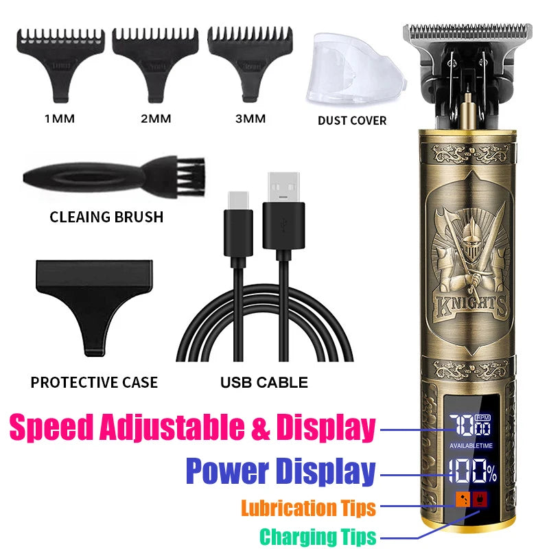 OHS Rechargeable Vintage T9 Cordless Hair Cutting Machine Electric Shaver For Man Hair Clipper Barber Trimmer Beard Razors