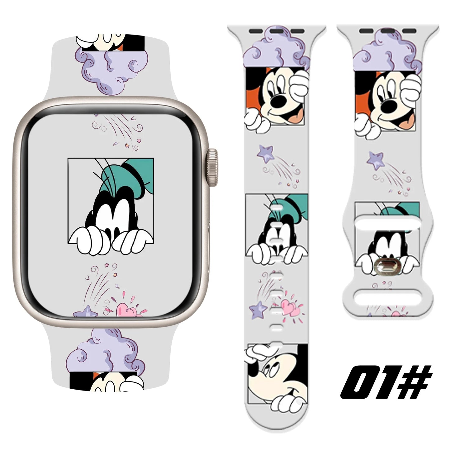 Disney Naughty Mich Silicone Strap for Apple Watch 10 9 8 7 6 Band Replaceable Bracelet for iWatch 45mm 44mm 42mm 41mm Watchband