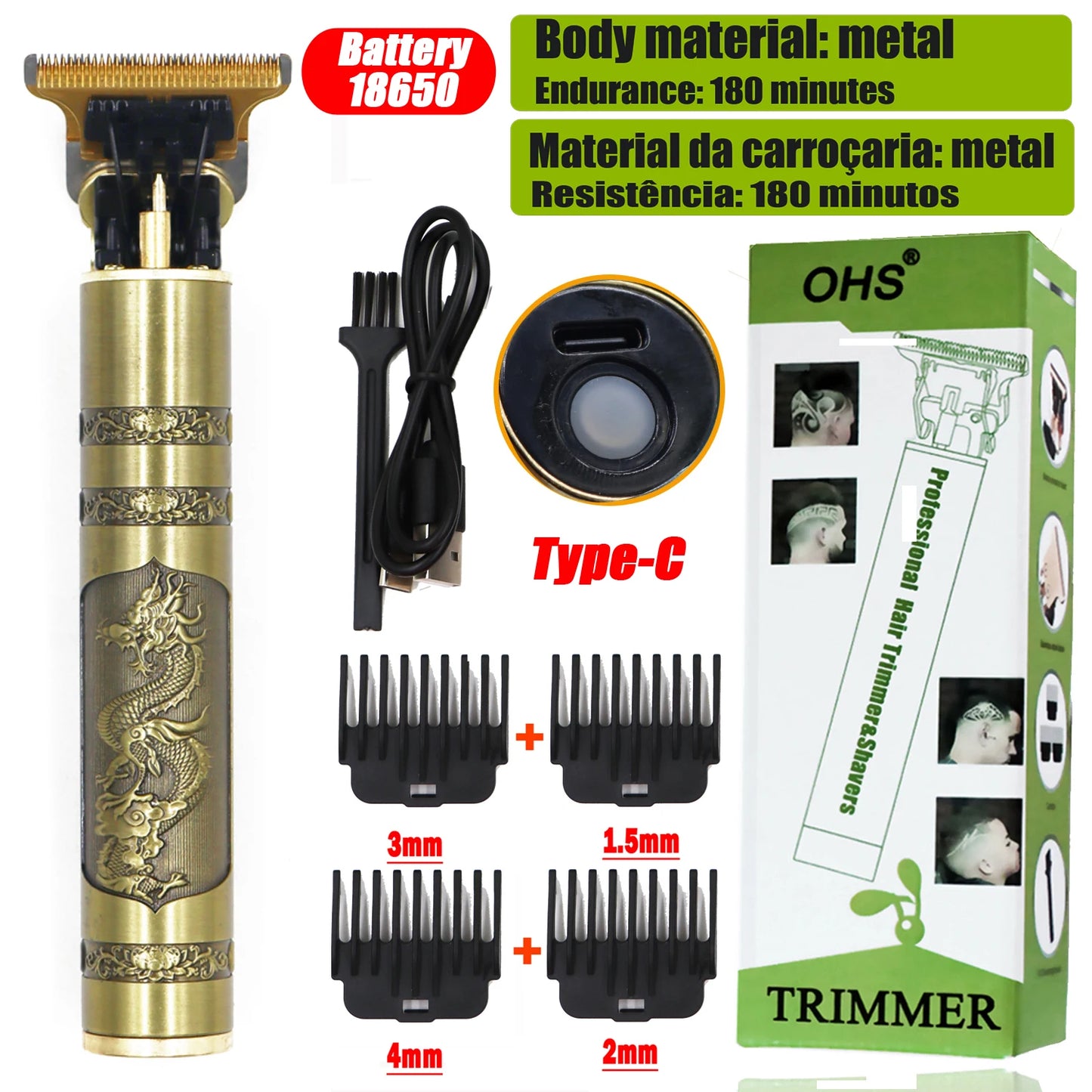 OHS Rechargeable Vintage T9 Cordless Hair Cutting Machine Electric Shaver For Man Hair Clipper Barber Trimmer Beard Razors