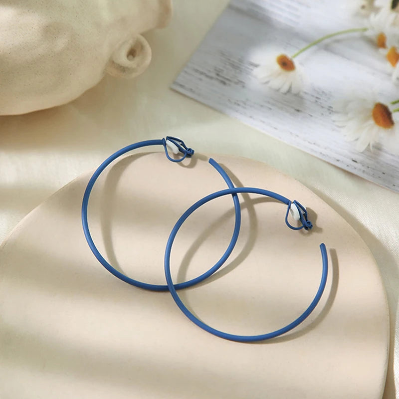 Fashion Interweave Twist Circle Geometric Round Hoop Clip on Earrings for Women Accessories Retro No Pierced Earrings Jewelry