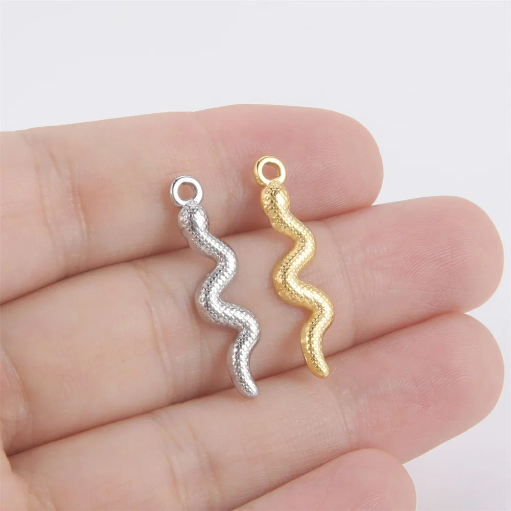 My Shape 5 pcs Small Snake Charms for DIY Bracelet Necklace Anklet Bangle Stainless Steel Pendants DIY Jewelry Making Wholesale