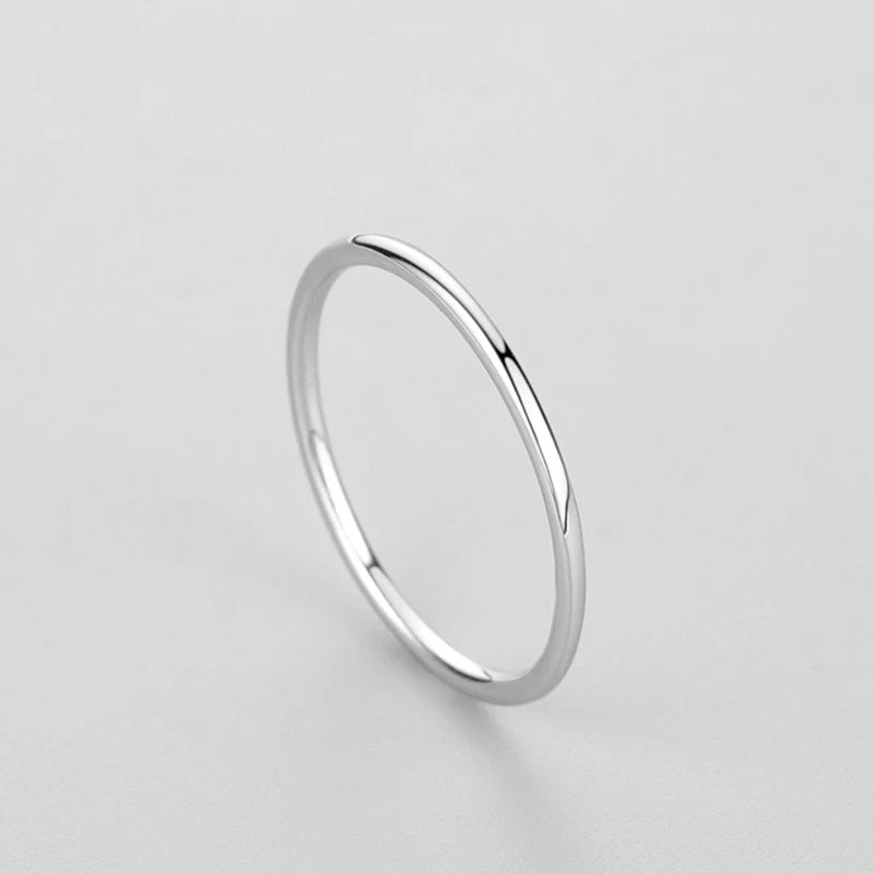 Ailmay Solid 925 Sterling Silver Minimalism Simple Smooth Stackable Finger Ring For Women Girls Party Accessories Jewelry Gifts