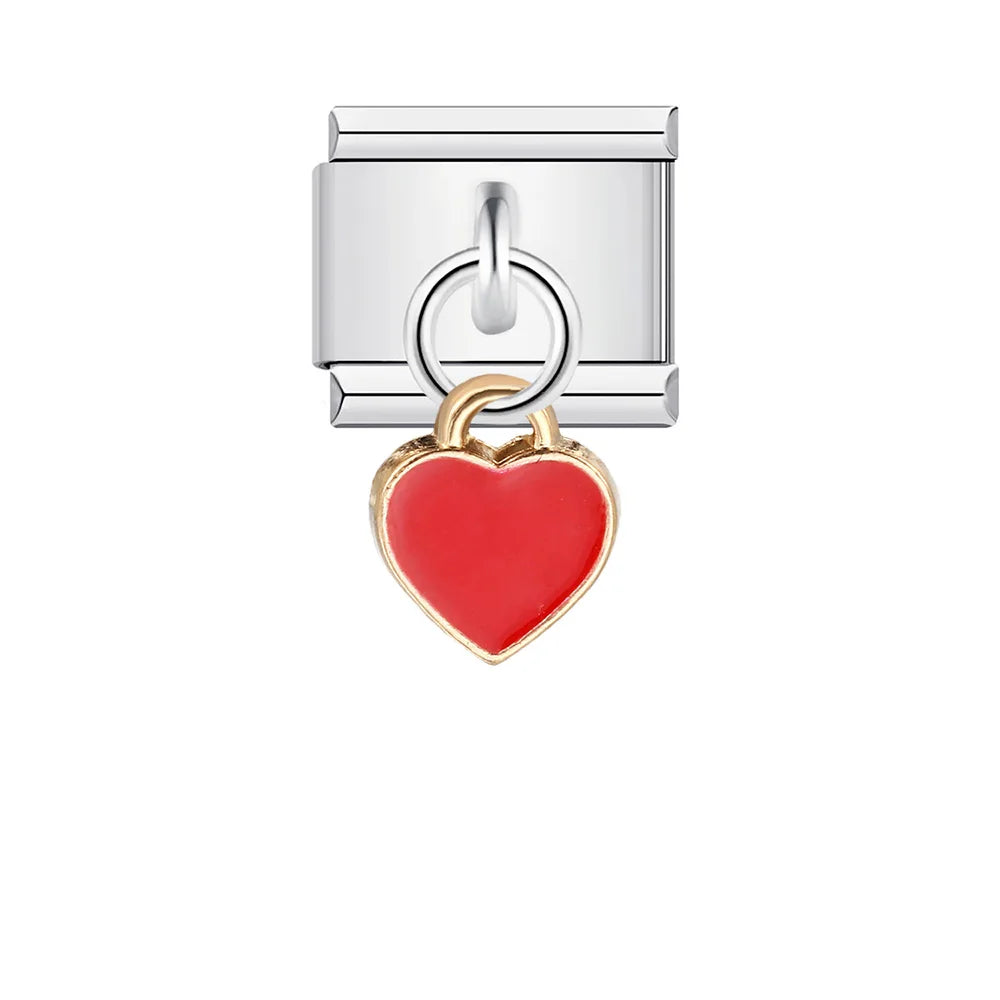 Valentine's Day Y2k Italian Charm Bracelet Links Hearts Love Lover Hand Chain Bangle Pendant DIY Making Trendy INS Jewelry Gifts