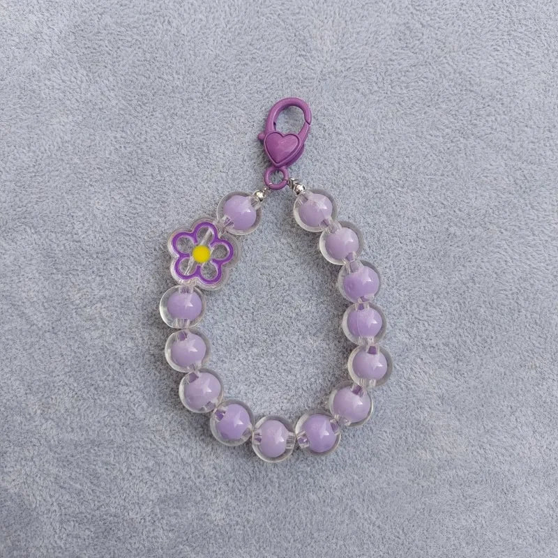 Phone Chain for Women Lovely Heart Telephone Lanyard Beads Cellphone Wrist Strap Mobile Phone Bracelet Jewelry Accessories