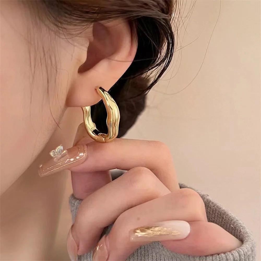 Irregular Geometric Earrings for Women's New Trendy and Personalized Design, Internet Famous Earrings With a Simple Temperament