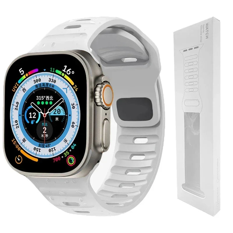 Soft Silicone Strap For Apple Watch Band Ultra 2 49mm 44mm 45mm 42mm 41mm 42mm sport Watchband iwatch Serise 5 6 7 8 9 bracelet