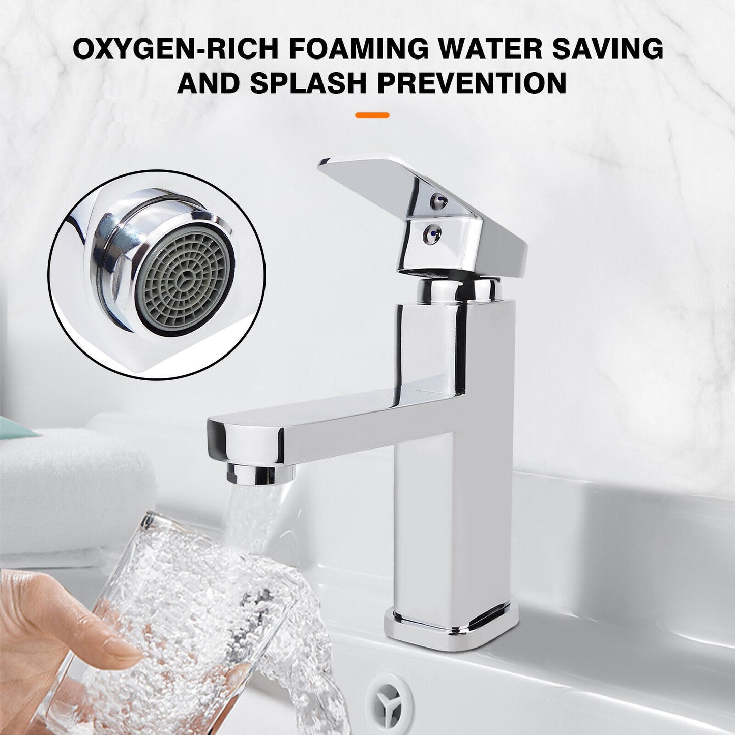 New Modern Waterfall Bathroom Tap Basin Sink Mono Mixer Chrome Cloakroom Waste