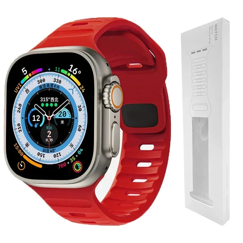Soft Silicone Strap For Apple Watch Band Ultra 2 49mm 44mm 45mm 42mm 41mm 42mm sport Watchband iwatch Serise 5 6 7 8 9 bracelet