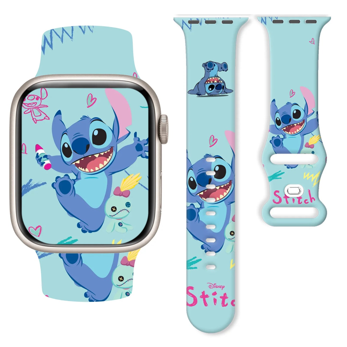 Disney Stitch Silicone Strap for Apple Watch 10 9 8 7 Printed Band Replaceable Bracelet for iWatch 46mm 44mm 42mm 41mm Watchband
