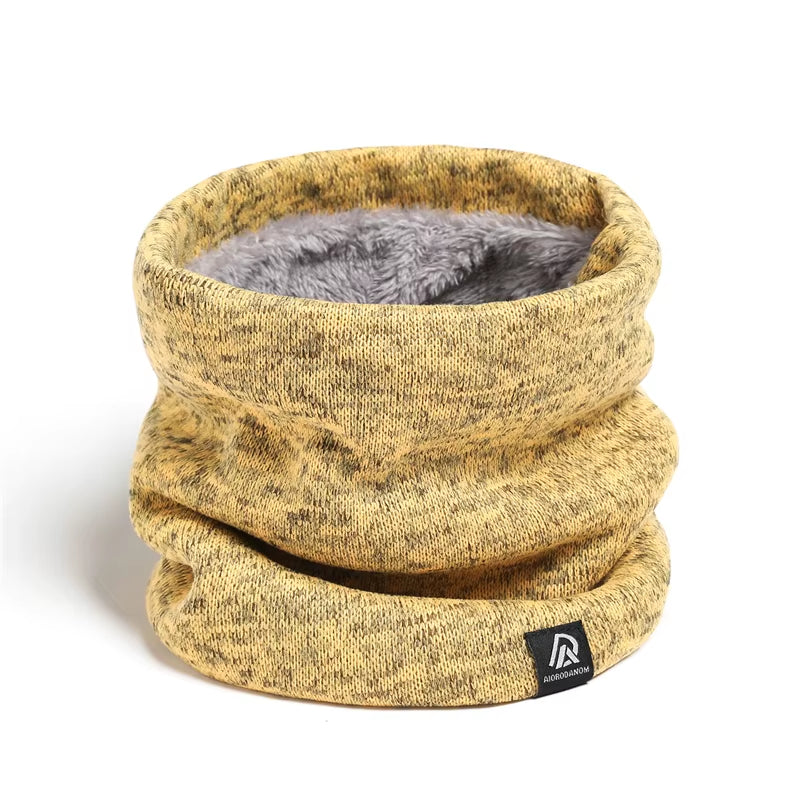 Unisex Solid Cashmere like Plush Winter Ring Scarf Women Men Knitted Full Face Mask Snood Neck Scarves Bufanda Thick Muffler New