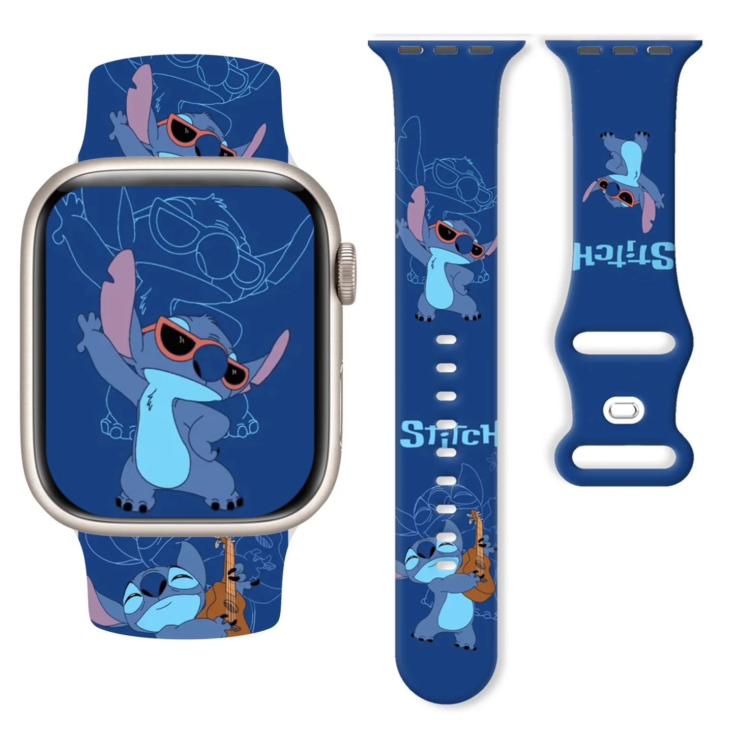 Disney Stitch Silicone Strap for Apple Watch 10 9 8 7 Printed Band Replaceable Bracelet for iWatch 46mm 44mm 42mm 41mm Watchband