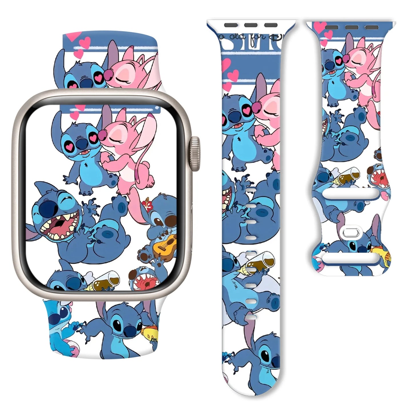 Disney Stitch Silicone Strap for Apple Watch 10 9 8 7 Printed Band Replaceable Bracelet for iWatch 46mm 44mm 42mm 41mm Watchband