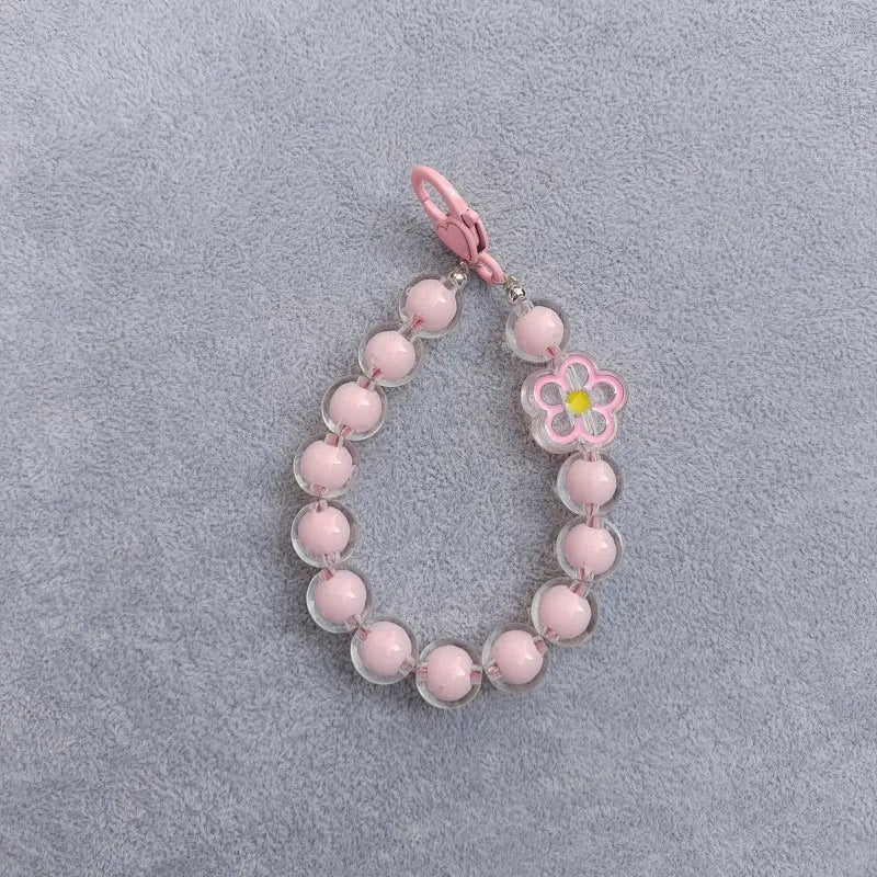 Phone Chain for Women Lovely Heart Telephone Lanyard Beads Cellphone Wrist Strap Mobile Phone Bracelet Jewelry Accessories