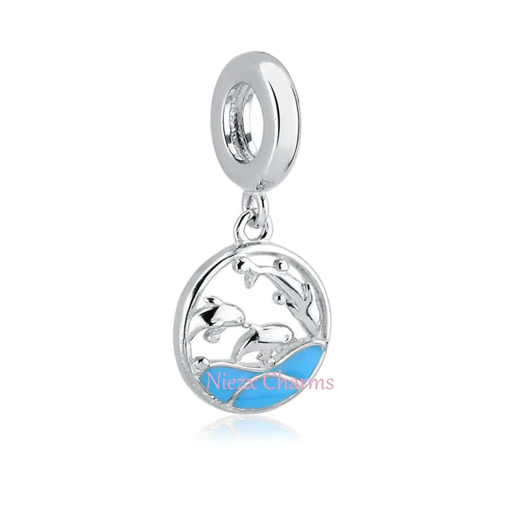 Summer Whale Tail Starfish Dolphin Cat Mermaid Silver 925 Charm Bead Fit Original Pendant Bracelets DIY Ocean Series Jewelry