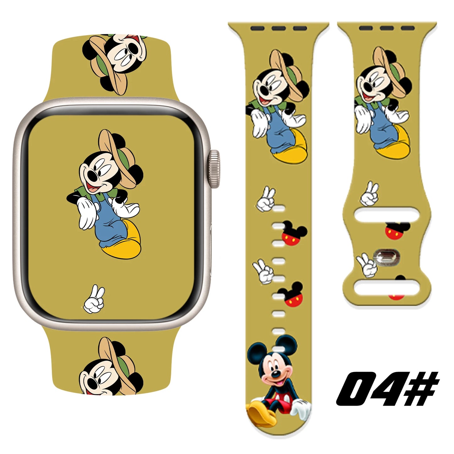 Disney Naughty Mich Silicone Strap for Apple Watch 10 9 8 7 6 Band Replaceable Bracelet for iWatch 45mm 44mm 42mm 41mm Watchband