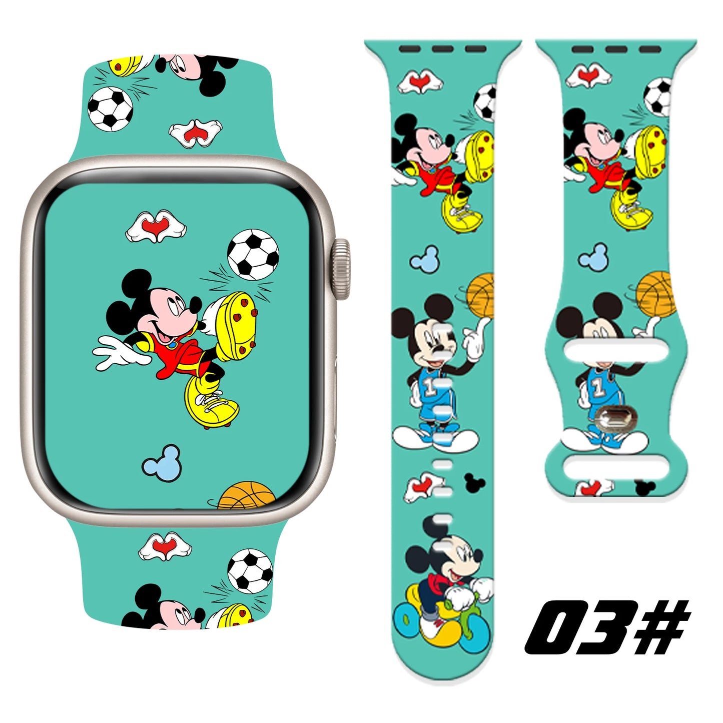Disney Naughty Mich Silicone Strap for Apple Watch 10 9 8 7 6 Band Replaceable Bracelet for iWatch 45mm 44mm 42mm 41mm Watchband