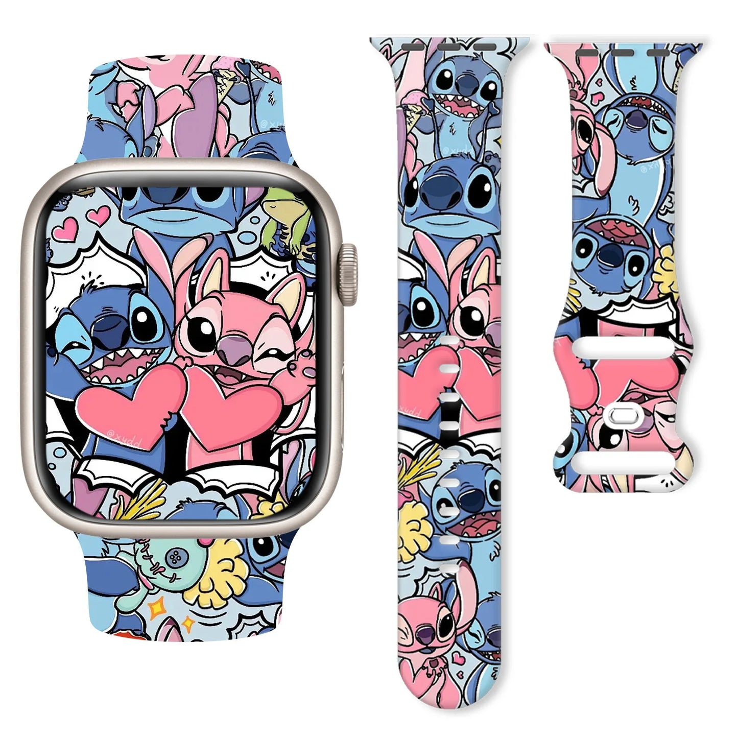Disney Stitch Silicone Strap for Apple Watch 10 9 8 7 Printed Band Replaceable Bracelet for iWatch 46mm 44mm 42mm 41mm Watchband
