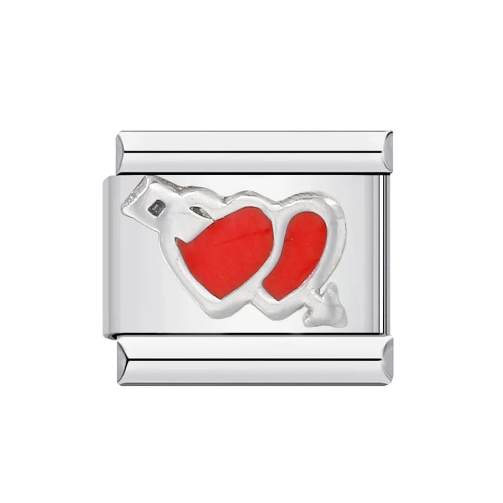 Valentine's Day Y2k Italian Charm Bracelet Links Hearts Love Lover Hand Chain Bangle Pendant DIY Making Trendy INS Jewelry Gifts