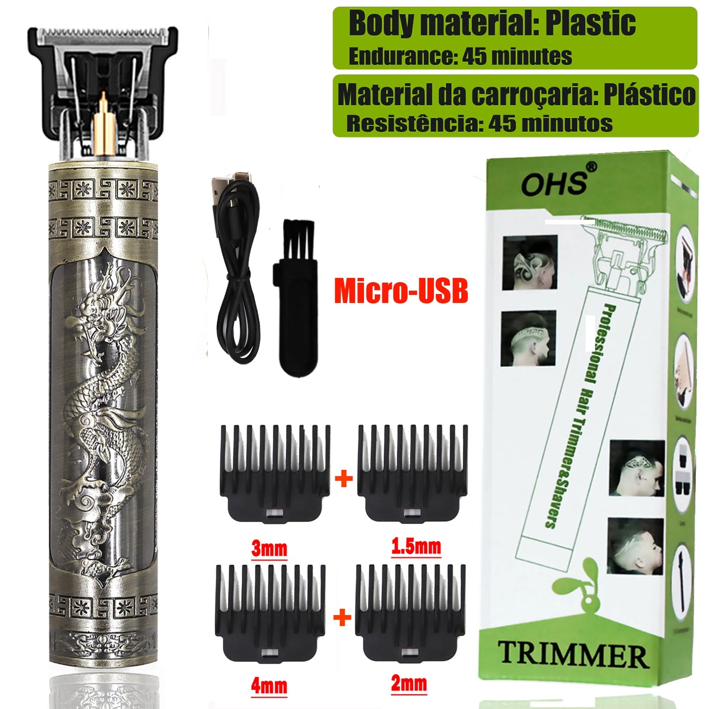 OHS Rechargeable Vintage T9 Cordless Hair Cutting Machine Electric Shaver For Man Hair Clipper Barber Trimmer Beard Razors