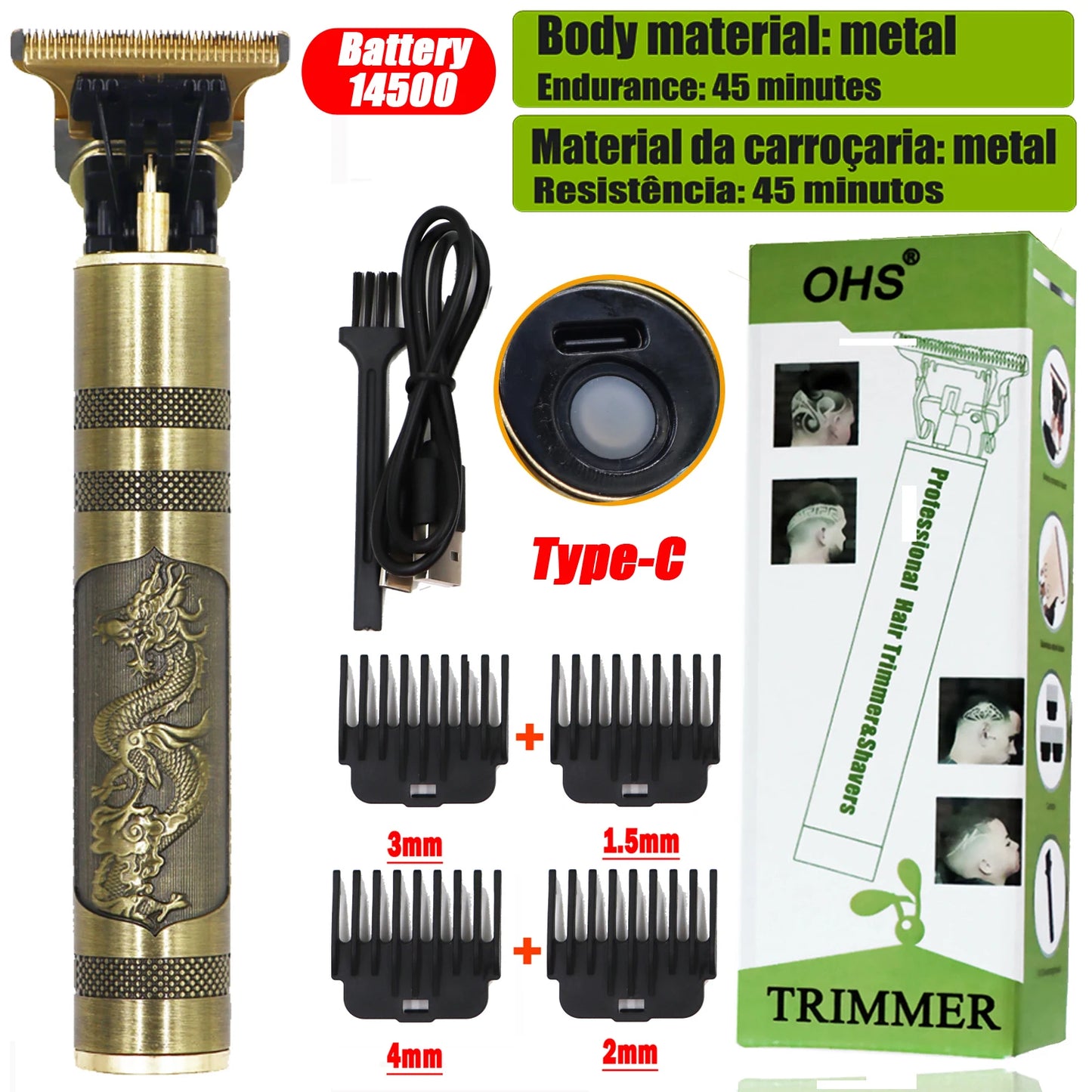 OHS Rechargeable Vintage T9 Cordless Hair Cutting Machine Electric Shaver For Man Hair Clipper Barber Trimmer Beard Razors