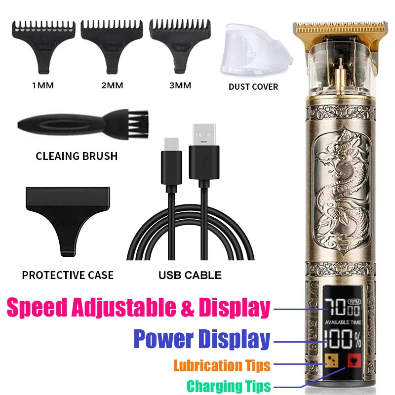 OHS Rechargeable Vintage T9 Cordless Hair Cutting Machine Electric Shaver For Man Hair Clipper Barber Trimmer Beard Razors