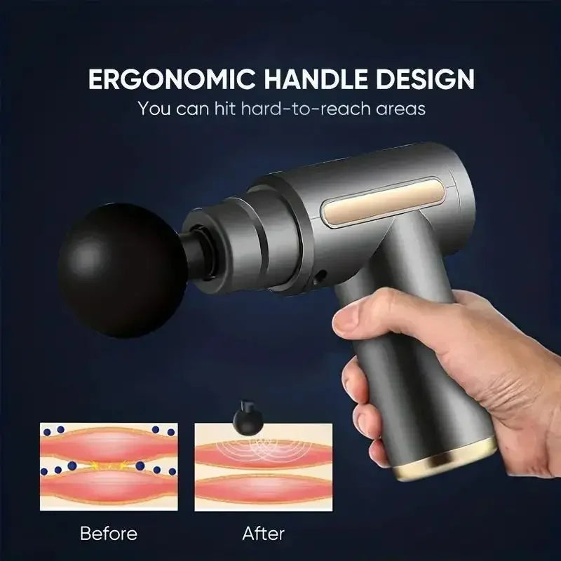 Fascial Massage Gun Electric Percussive Therapy Massager Body Relaxation With 4 Replaceable Head Can Muscle Recovery Gift Giving