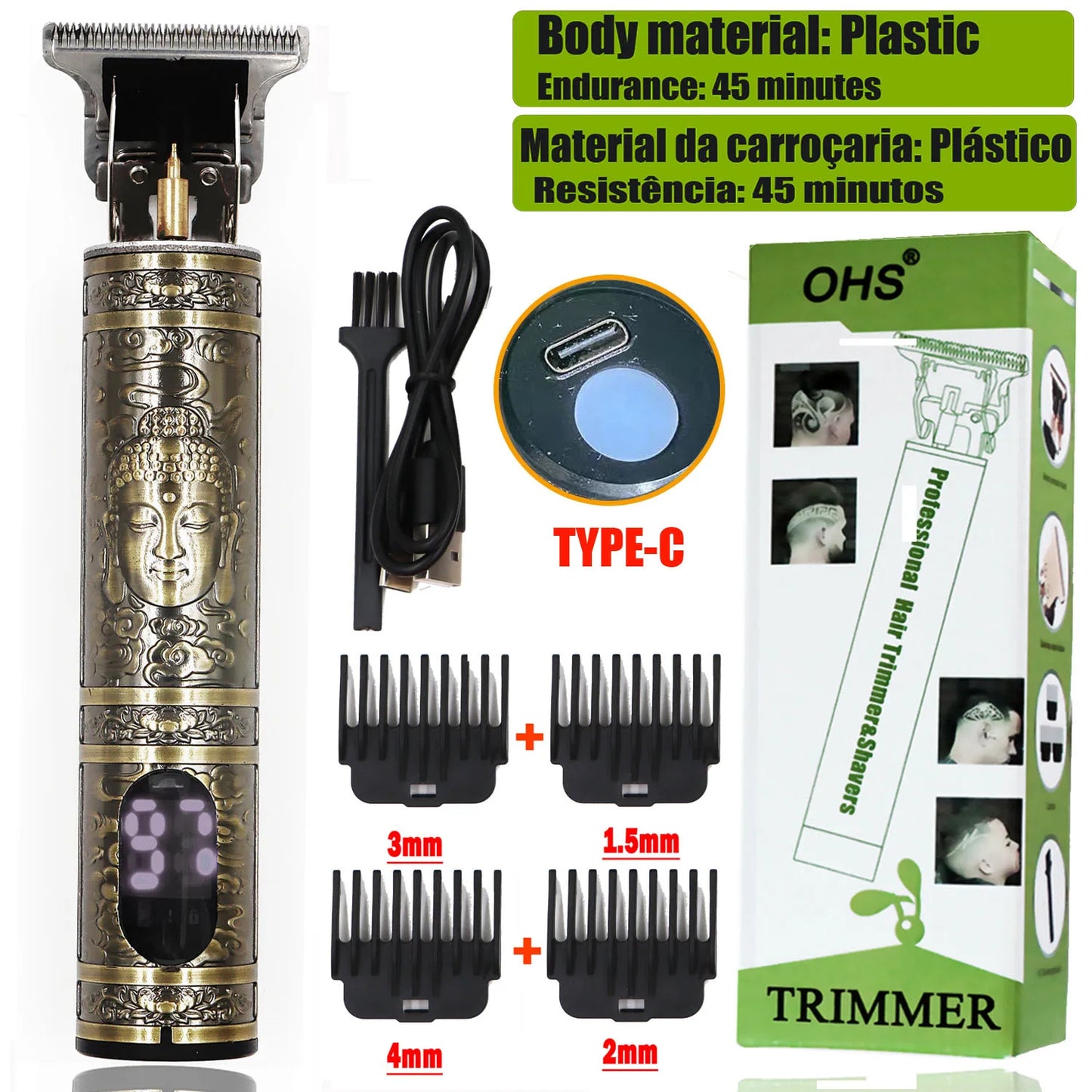 OHS Rechargeable Vintage T9 Cordless Hair Cutting Machine Electric Shaver For Man Hair Clipper Barber Trimmer Beard Razors