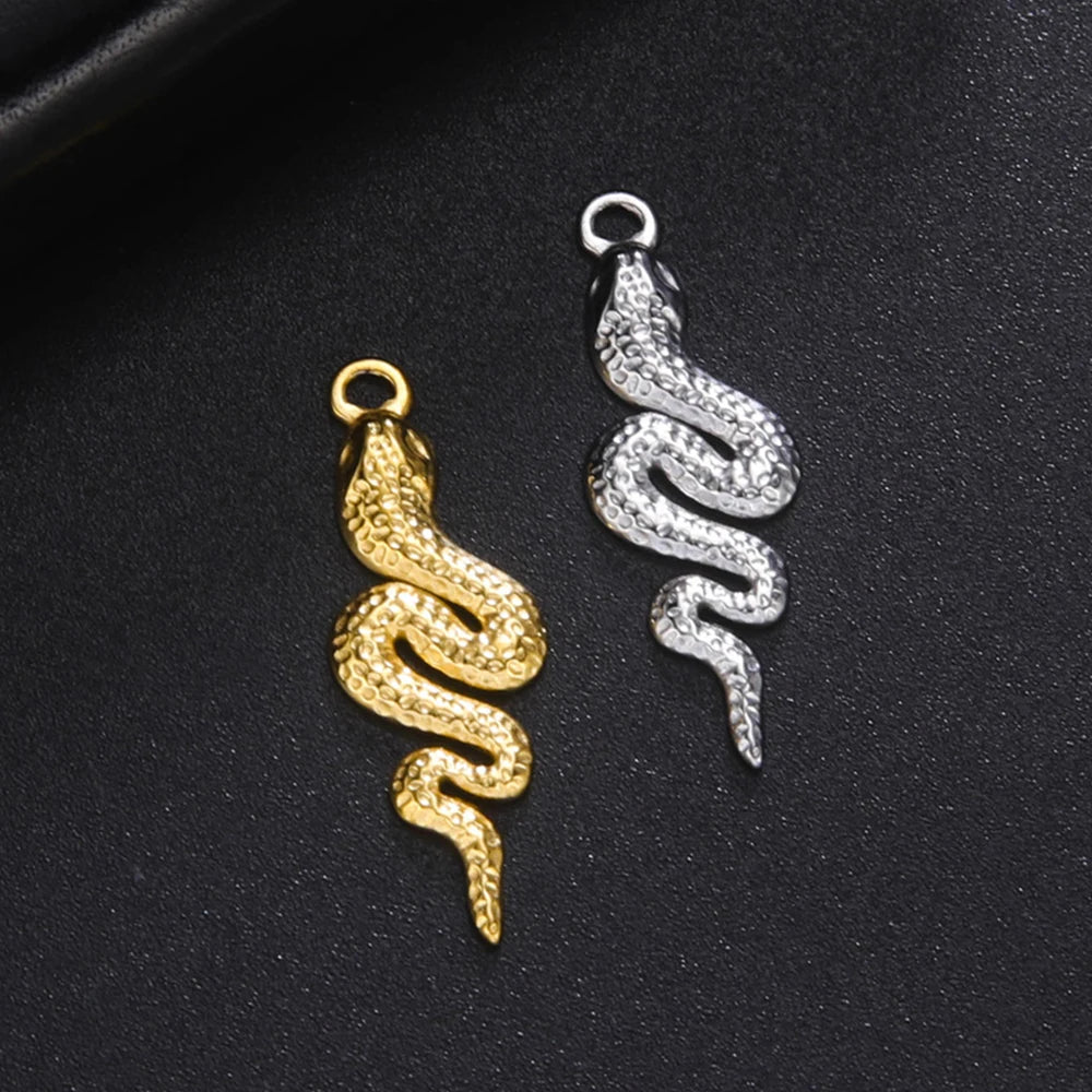 My Shape 5 pcs Small Snake Charms for DIY Bracelet Necklace Anklet Bangle Stainless Steel Pendants DIY Jewelry Making Wholesale