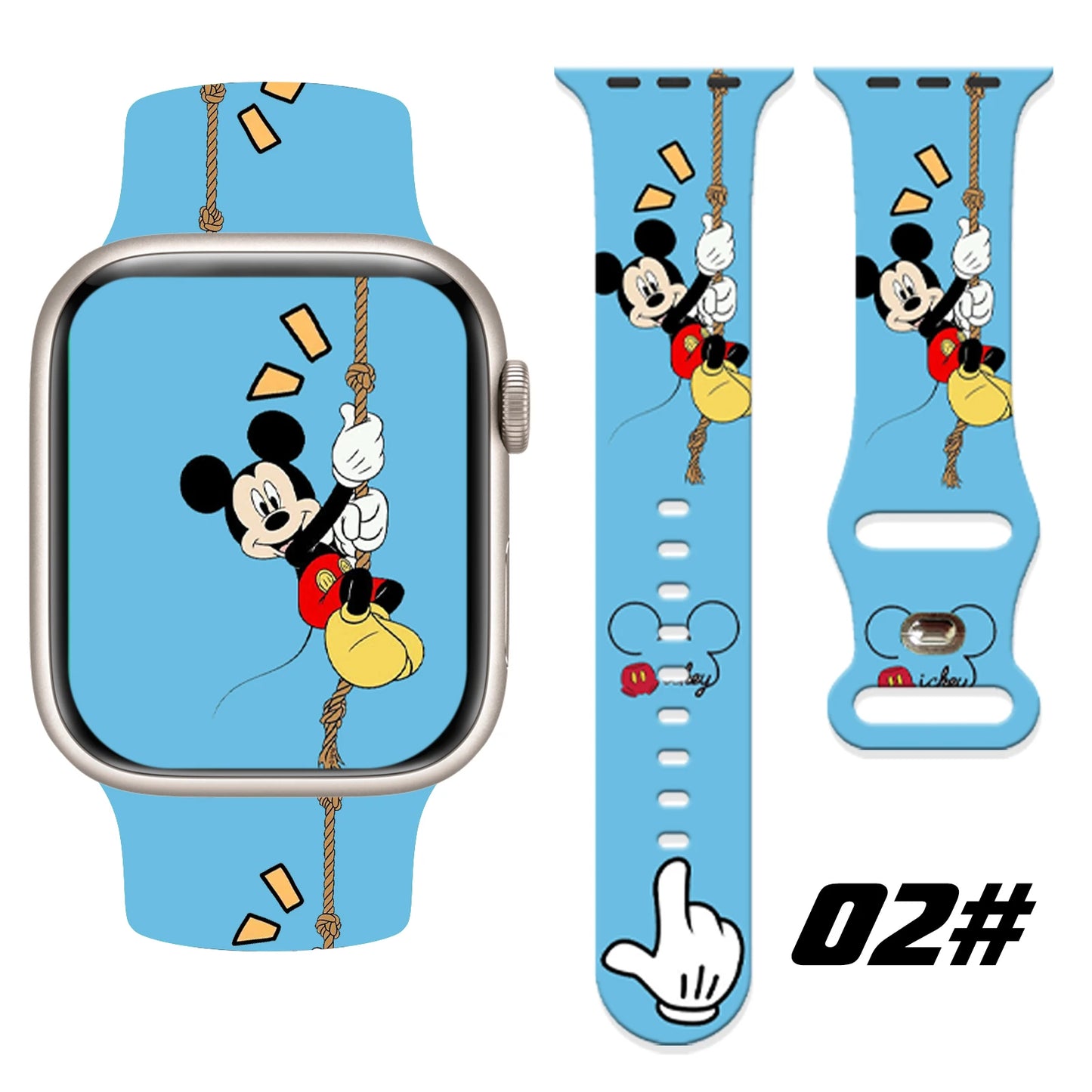 Disney Naughty Mich Silicone Strap for Apple Watch 10 9 8 7 6 Band Replaceable Bracelet for iWatch 45mm 44mm 42mm 41mm Watchband