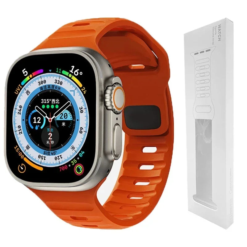 Soft Silicone Strap For Apple Watch Band Ultra 2 49mm 44mm 45mm 42mm 41mm 42mm sport Watchband iwatch Serise 5 6 7 8 9 bracelet