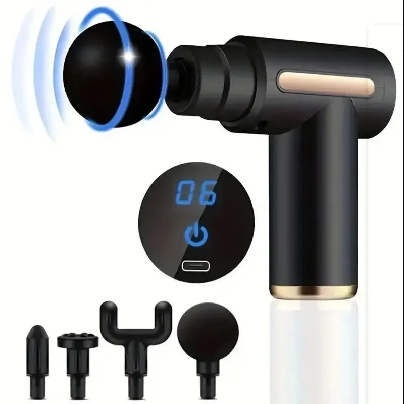 Fascial Massage Gun Electric Percussive Therapy Massager Body Relaxation With 4 Replaceable Head Can Muscle Recovery Gift Giving