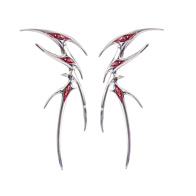 Gothic Metal Butterfly Ear Clip Hip Hop Punk Girl Cosplay Without Piercing Elf Earring Jewelry Dancing Party Accessories Gifts