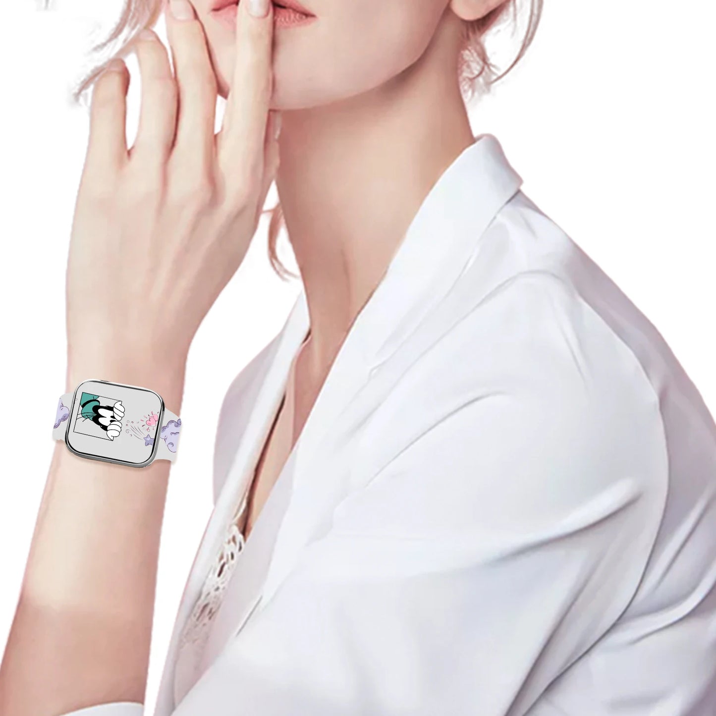 Disney Naughty Mich Silicone Strap for Apple Watch 10 9 8 7 6 Band Replaceable Bracelet for iWatch 45mm 44mm 42mm 41mm Watchband