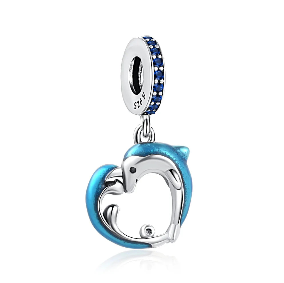Summer Whale Tail Starfish Dolphin Cat Mermaid Silver 925 Charm Bead Fit Original Pendant Bracelets DIY Ocean Series Jewelry