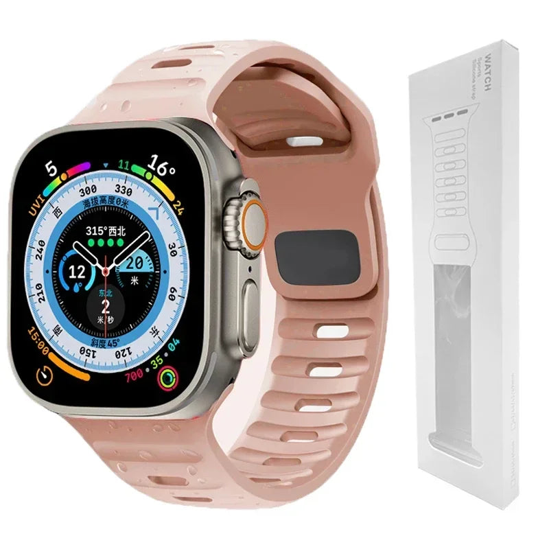 Soft Silicone Strap For Apple Watch Band Ultra 2 49mm 44mm 45mm 42mm 41mm 42mm sport Watchband iwatch Serise 5 6 7 8 9 bracelet