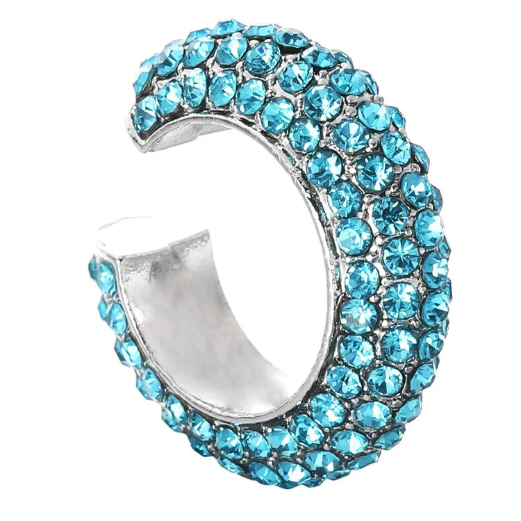 C-Shape Rhinestones Ear Clips for Women Bohemian Ear Cuff Luxury Clip On Earring Female Jewelry Personality Party Accessories