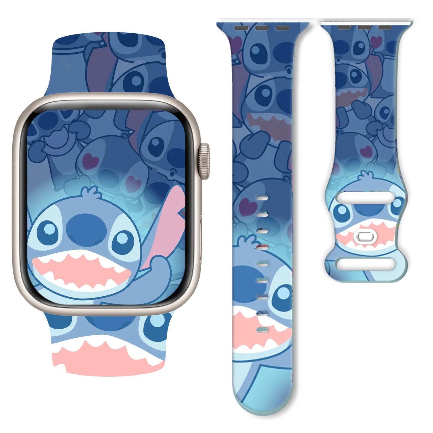 Disney Stitch Silicone Strap for Apple Watch 10 9 8 7 Printed Band Replaceable Bracelet for iWatch 46mm 44mm 42mm 41mm Watchband