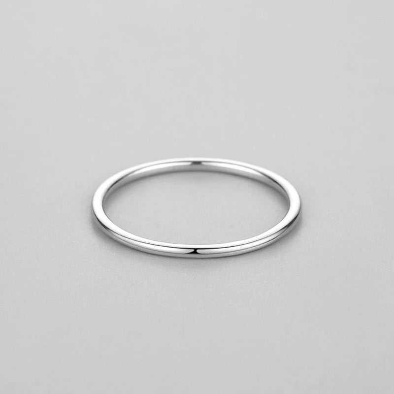 Ailmay Solid 925 Sterling Silver Minimalism Simple Smooth Stackable Finger Ring For Women Girls Party Accessories Jewelry Gifts