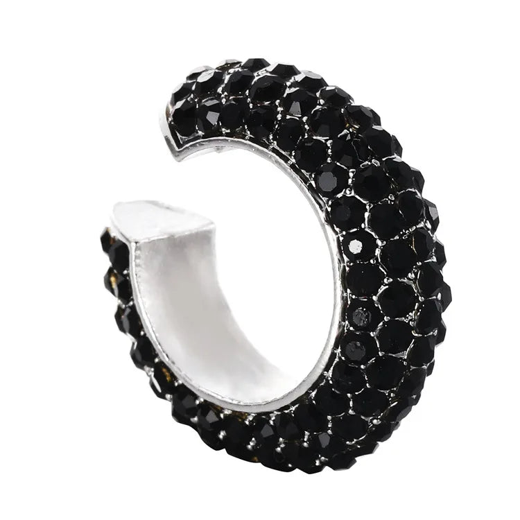 C-Shape Rhinestones Ear Clips for Women Bohemian Ear Cuff Luxury Clip On Earring Female Jewelry Personality Party Accessories