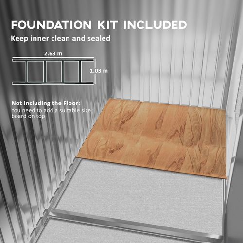 9 x 6FT Foundation Ventilation Steel Outdoor Garden Shed Grey