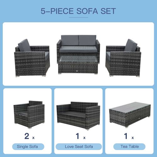 4-Seater Rattan Sofa Set Table