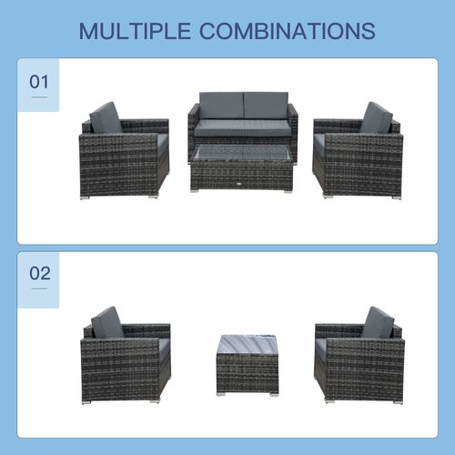 4-Seater Rattan Sofa Set Table