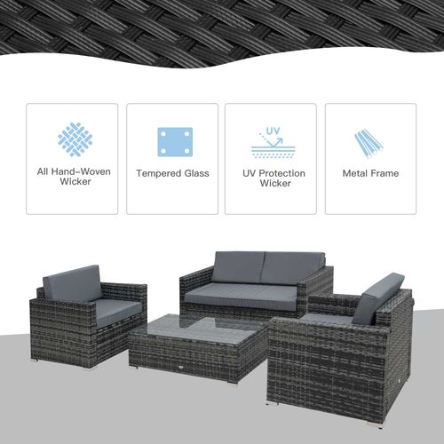4-Seater Rattan Sofa Set Table