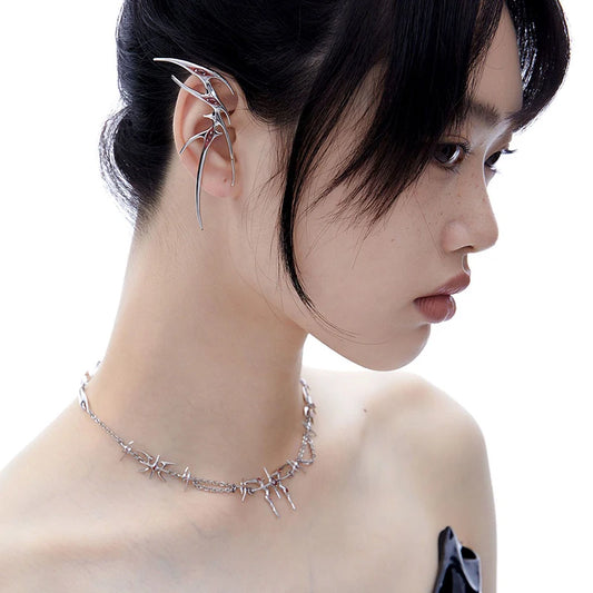 Gothic Metal Butterfly Ear Clip Hip Hop Punk Girl Cosplay Without Piercing Elf Earring Jewelry Dancing Party Accessories Gifts