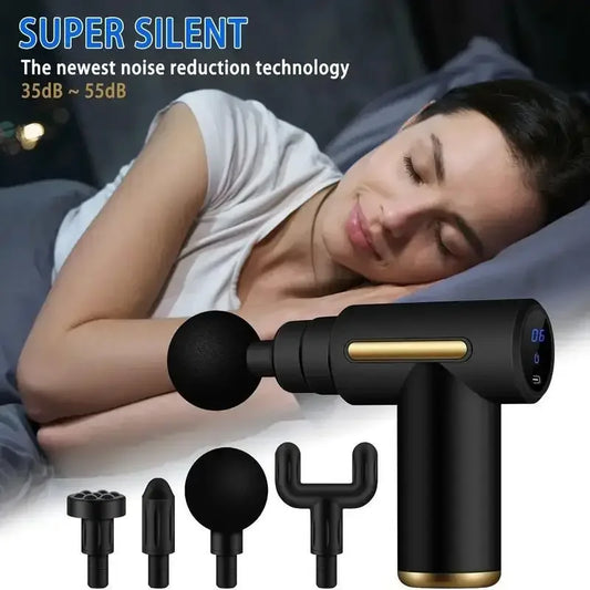Fascial Massage Gun Electric Percussive Therapy Massager Body Relaxation With 4 Replaceable Head Can Muscle Recovery Gift Giving