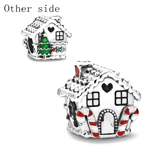 New 925 Sterling Silver Christmas charm wine coffee snowflake house bead fit original Pendant bracelet DIY women jewelry Gifts