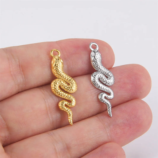 My Shape 5 pcs Small Snake Charms for DIY Bracelet Necklace Anklet Bangle Stainless Steel Pendants DIY Jewelry Making Wholesale