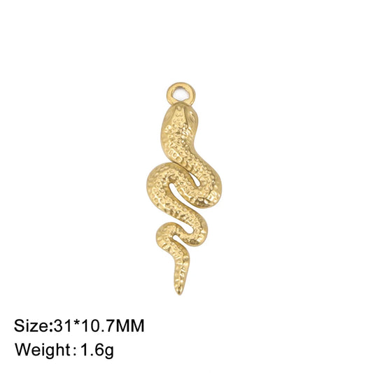 My Shape 5 pcs Small Snake Charms for DIY Bracelet Necklace Anklet Bangle Stainless Steel Pendants DIY Jewelry Making Wholesale