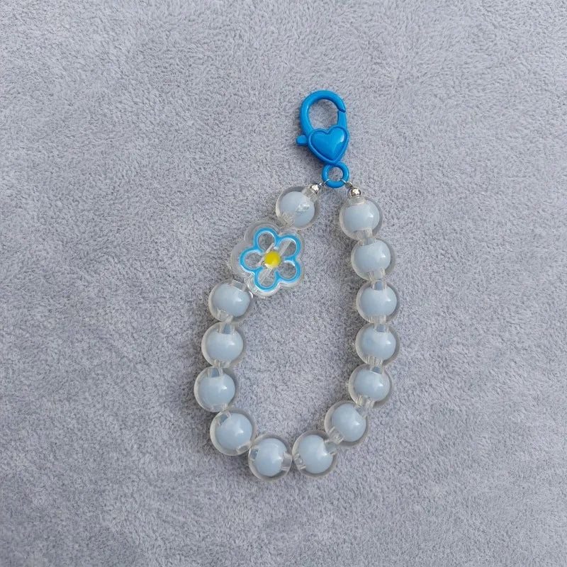 Phone Chain for Women Lovely Heart Telephone Lanyard Beads Cellphone Wrist Strap Mobile Phone Bracelet Jewelry Accessories